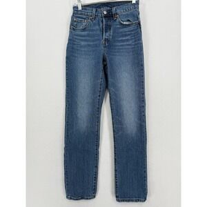 Levi's 501 Women's Button Fly Blue Denim Straight Leg Jeans 25x30